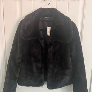 Express Midnight Black Teddy Jacket